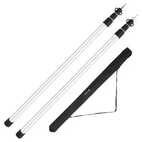 2Pcs Telescoping Tarp Poles Portable Aluminum Awning Poles 3-7.5ft Adjustable Telescopic Tarp Tent Rods