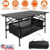 Folding Camping Table Portable Lightweight Aluminum Roll-up Picnic BBQ Desk with Carrying Bag Heavy Duty Outdoor Beach Backyard Party Patio