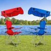 Foldable Beach Canopy Chair Sun Protection Camping Lawn Canopy Chair 330LBS Load Folding Seat w/ Cup Holder For Beach Poolside Travel Picnic