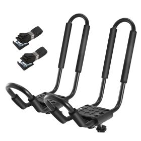 Title: 1 Pair Universal J-Bar Kayak Carrier 220LBS Load Heavy Duty Canoe Car Top Mount Carrier Roof Rack w/ 2Pcs Tie Down Straps