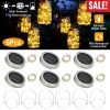 6 Pcs Solar Powered Mason Jar Lid Lights 20 LEDs Fairy String Lights Xmas Garden Decor