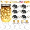 6 Pcs Solar Powered Mason Jar Lid Lights 20 LEDs Fairy String Lights Xmas Garden Decor