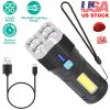 Rechargeable Flashlight LED Floodlight Torch w/Strap Super Bright Flashlight w/4 Light Modes for Emergency Camping