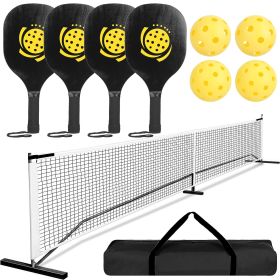 Portable Pickleball Net Set 22ft Regulation Size Net Pickle Ball Net System with 4 Pickleballs 4 Paddles Carrying Bag for Driveway Backyard