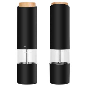 2Pcs Electric Salt and Pepper Grinder Battery Powered Salt Mill Sets With Adjustable Coarseness One Hand Easy Operation Visible Refilling Bottle