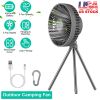 Portable Camping Fan Rechargeable Battery Powered Foldable Tripod Fan for Tent with Hanging Hook Carabiner Personal Desk Fan with 3 Speed Setting for