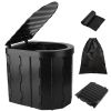 Foldable Emergency Toilet Portable Porta Potty for Traveling/ with Lid Carry Bag 1 Roll Garbage Bags