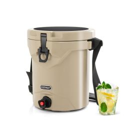 10 QT Drink Cooler Insulated Ice Chest with Spigot Flat Seat Lid and Adjustable Strap