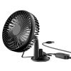 Car Cooling Fan Portable Rotatable USB Vehicle Fan Backseat Clip Fan Dashboard Window Suction Fan for SUV RV Pickup with 3 Speeds