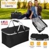 30L Insulated Picnic Basket Cooler Collapsible Food Delivery Storage Bag Grocery Market Basket Heat & Cool Insulation w/ Aluminum Handles