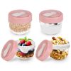 4Pcs Overnight Oats Containers with Lids and Folding Spoons 20OZ Portable Leak-proof Oats Jar For Milk Vegetable and Fruit Salad Yogurt Breakfast Cere