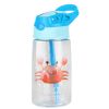 16.2Oz Leak-proof Kids Water Bottle with Straw Push Button Sport Water Bottle for Kids Crab Ship Jellyfish Rocket