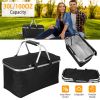 30L Insulated Picnic Basket Cooler Collapsible Food Delivery Storage Bag Grocery Market Basket Heat & Cool Insulation w/ Aluminum Handles