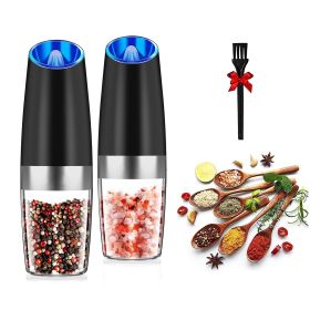 2Pcs Gravity Sensing Salt and Pepper Grinder Automatic Electric Salt Mill Grinder With Built-in LED Lights Adjustable Coarseness One Hand Operation Ba