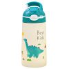 13.5Oz Insulated Stainless Steel Water Bottle Leak-proof Bottle for Kids with Straw Push Button Lock Switch Sports Water Bottle for Toddlers Boys Girl