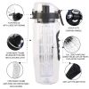 Fruit Infuser Water Bottle 32OZ Juice Shaker Sport w/ Flip Top Lid Anti-Slip Grips For Office Home Sport Running Walking Hiking