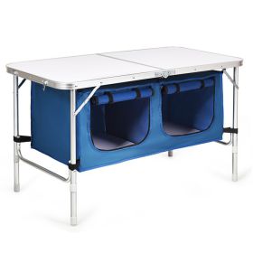 Height Adjustable Folding Camping  Table (Color: Blue)