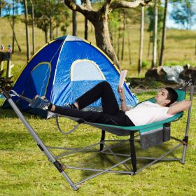 Portable Folding Hammock with Hammock Stand (Color: Turquoise)