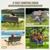 3 Person Folding Camping Chair with 2 Cup Holders Cotton Padding & Storage Bag