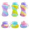 550ML Collapsible Water Bottles Outdoor Sports Fold Water Cup Silicone Leakproof Portable Kettle Travel Children Adult Bottle